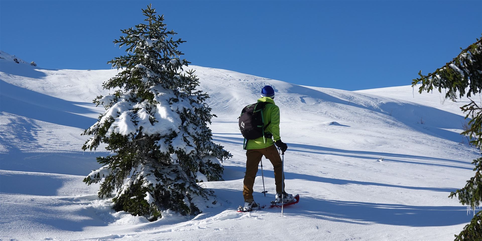 Schneeschuhwanderer im Aufstieg